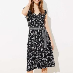 Loft black and white floral back cutout dress